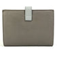CELINE 10B643BRU.10PI Two-Tone Medium Strap Wallet, Tri-fold Leather, Women's, Pebble/Mineral Gray x Light Blue