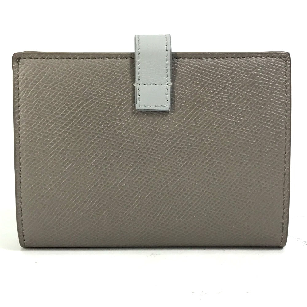 CELINE 10B643BRU.10PI Two-Tone Medium Strap Wallet, Tri-fold Leather, Women's, Pebble/Mineral Gray x Light Blue