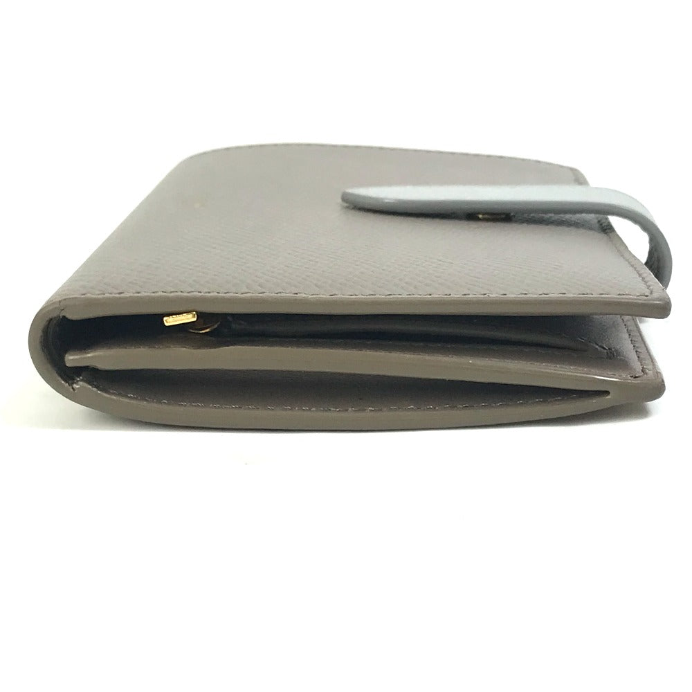 CELINE 10B643BRU.10PI Two-Tone Medium Strap Wallet, Tri-fold Leather, Women's, Pebble/Mineral Gray x Light Blue