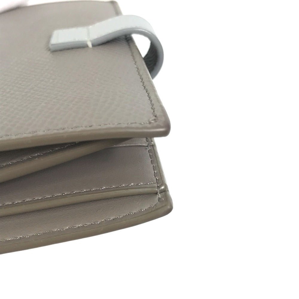 CELINE 10B643BRU.10PI Two-Tone Medium Strap Wallet, Tri-fold Leather, Women's, Pebble/Mineral Gray x Light Blue