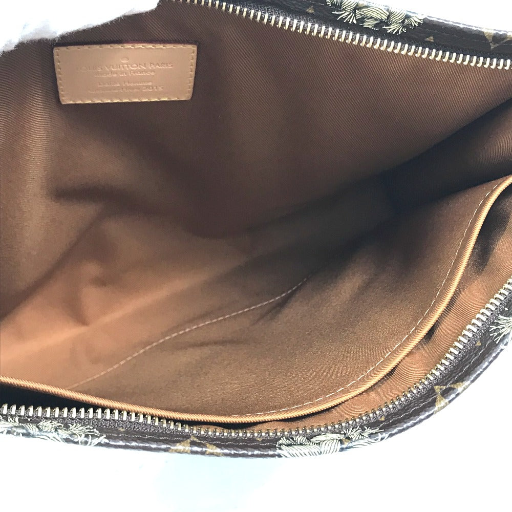 LOUIS VUITTON M41513 Monogram Christopher Nemeth Rope Pochette Voyage Clutch Bag in Monogram Canvas, Brown, for Men