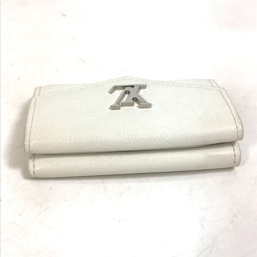 LOUIS VUITTON M68482 Portefeuille Lock Mini Compact Wallet, Tri-fold Leather, Women's, White