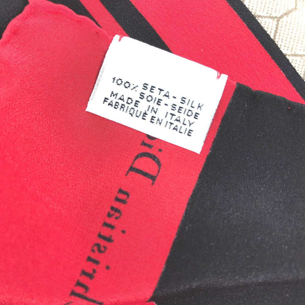 Dior Honeycomb Print Silk Handkerchief Scarf for Women, Beige, Red, and Black