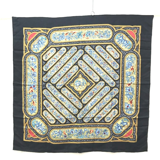HERMES カラムダン QALAMDAN カレ90 スカーフ シルク レディース ブラック
