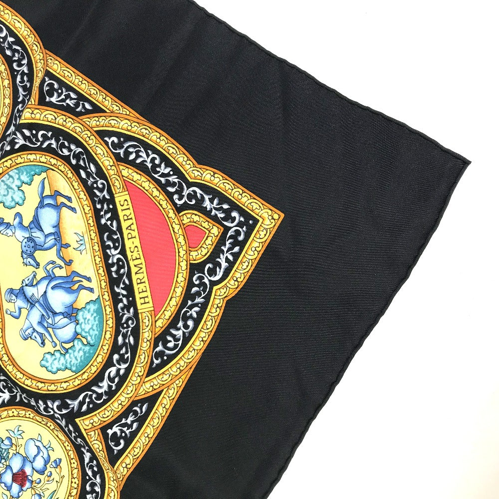 HERMES カラムダン QALAMDAN カレ90 スカーフ シルク レディース ブラック