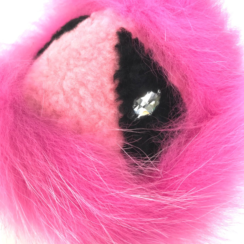 FENDI Monster Keychain Bag Charm, Faux Fur, Women's, Pink
