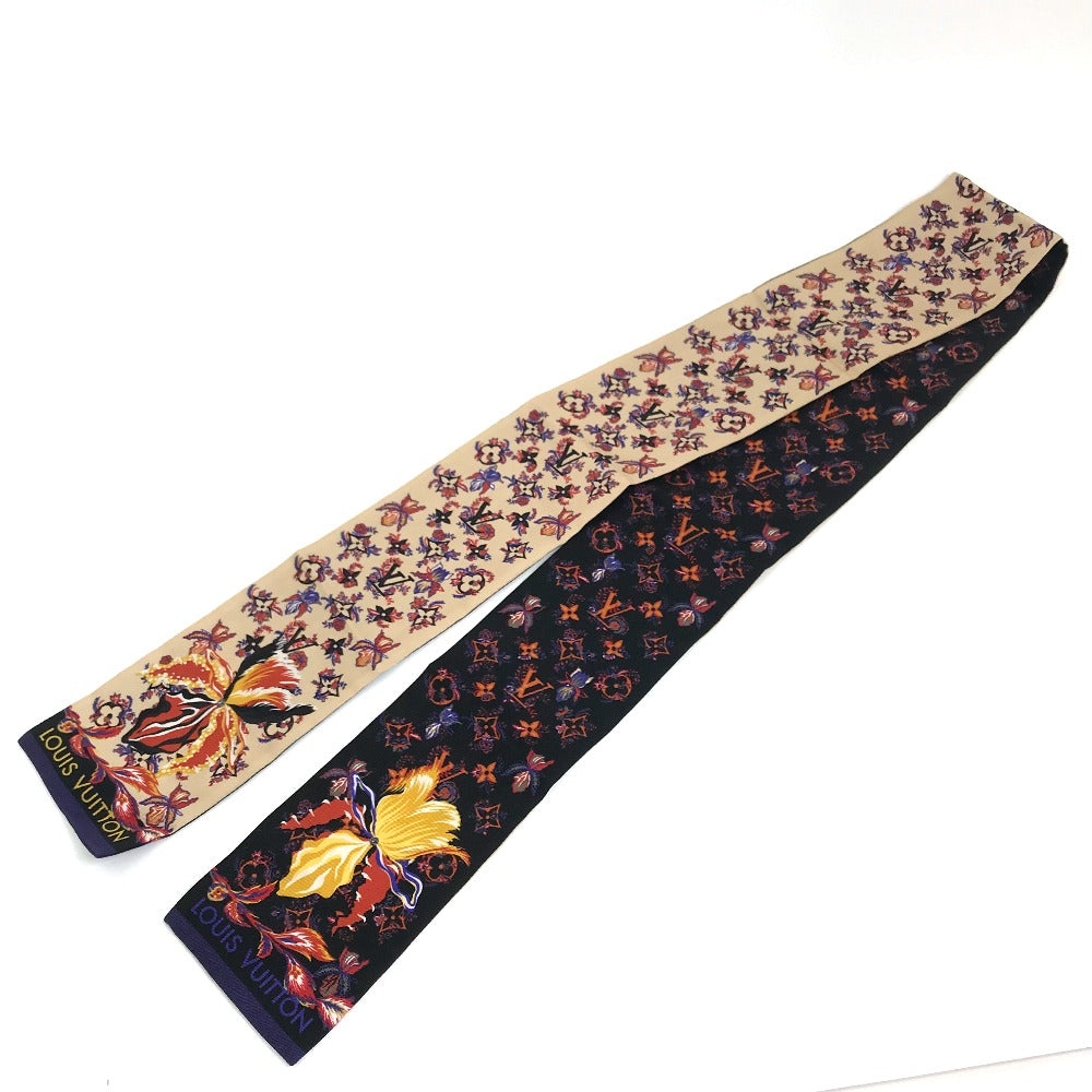 LOUIS VUITTON M76433 Monogram Bandeau Rendezvous Silk Scarf Women's Beige x Black