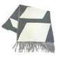 HERMES Kazak Optic Fringe Two-Tone Cashmere Scarf, Women's, Gray and White