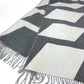 HERMES Kazak Optic Fringe Two-Tone Cashmere Scarf, Women's, Gray and White
