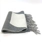 HERMES Kazak Optic Fringe Two-Tone Cashmere Scarf, Women's, Gray and White