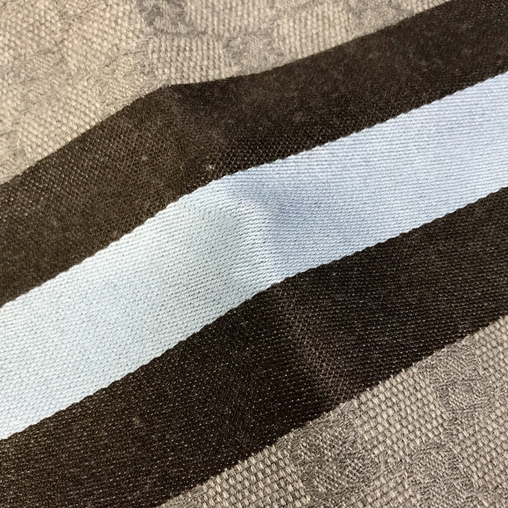 GUCCI 542984 GG フリンジ マフラー ウール メンズ グレー×ブルー×ブラック