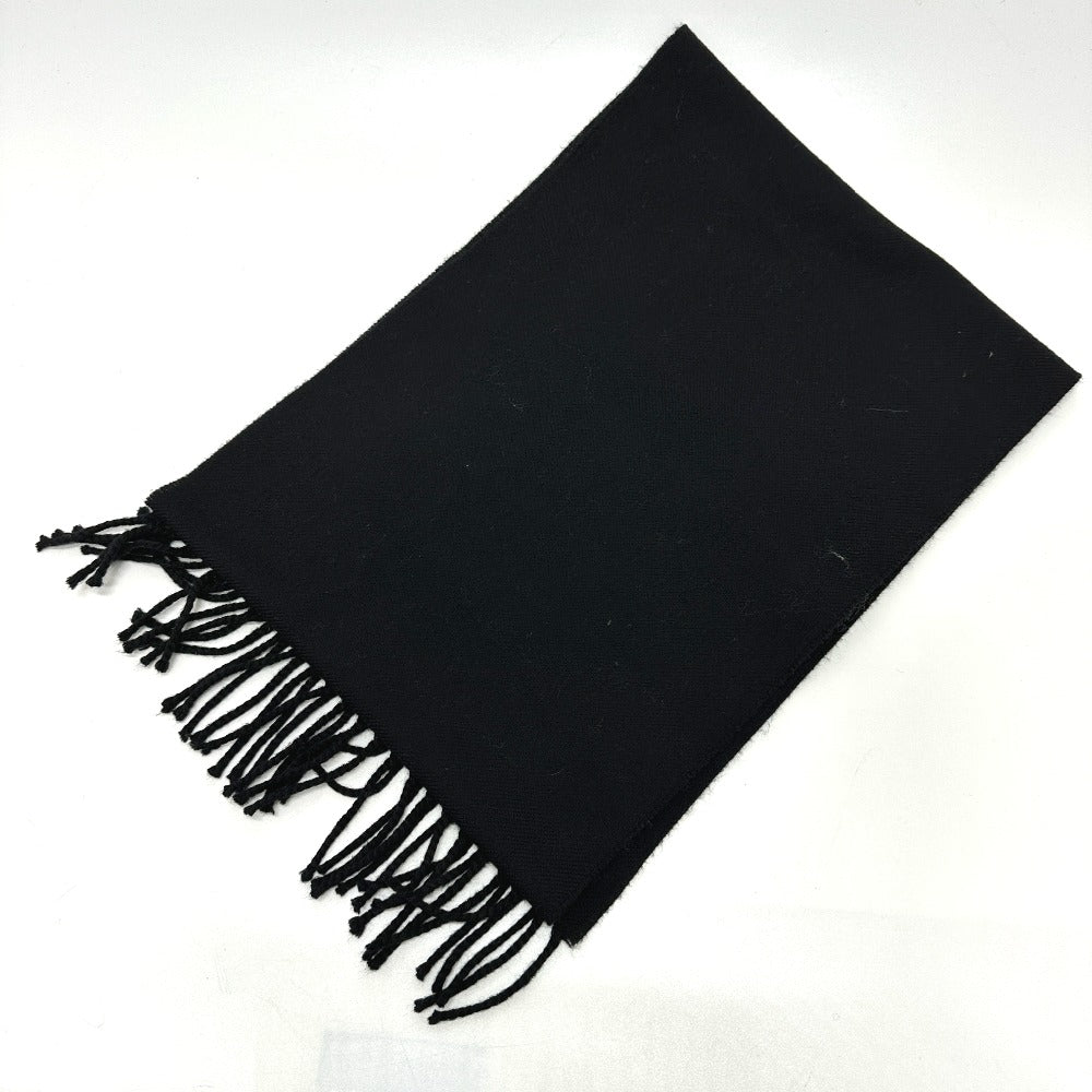FENDI fringed leopard motif wool scarf for women in black