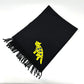 FENDI fringed leopard motif wool scarf for women in black