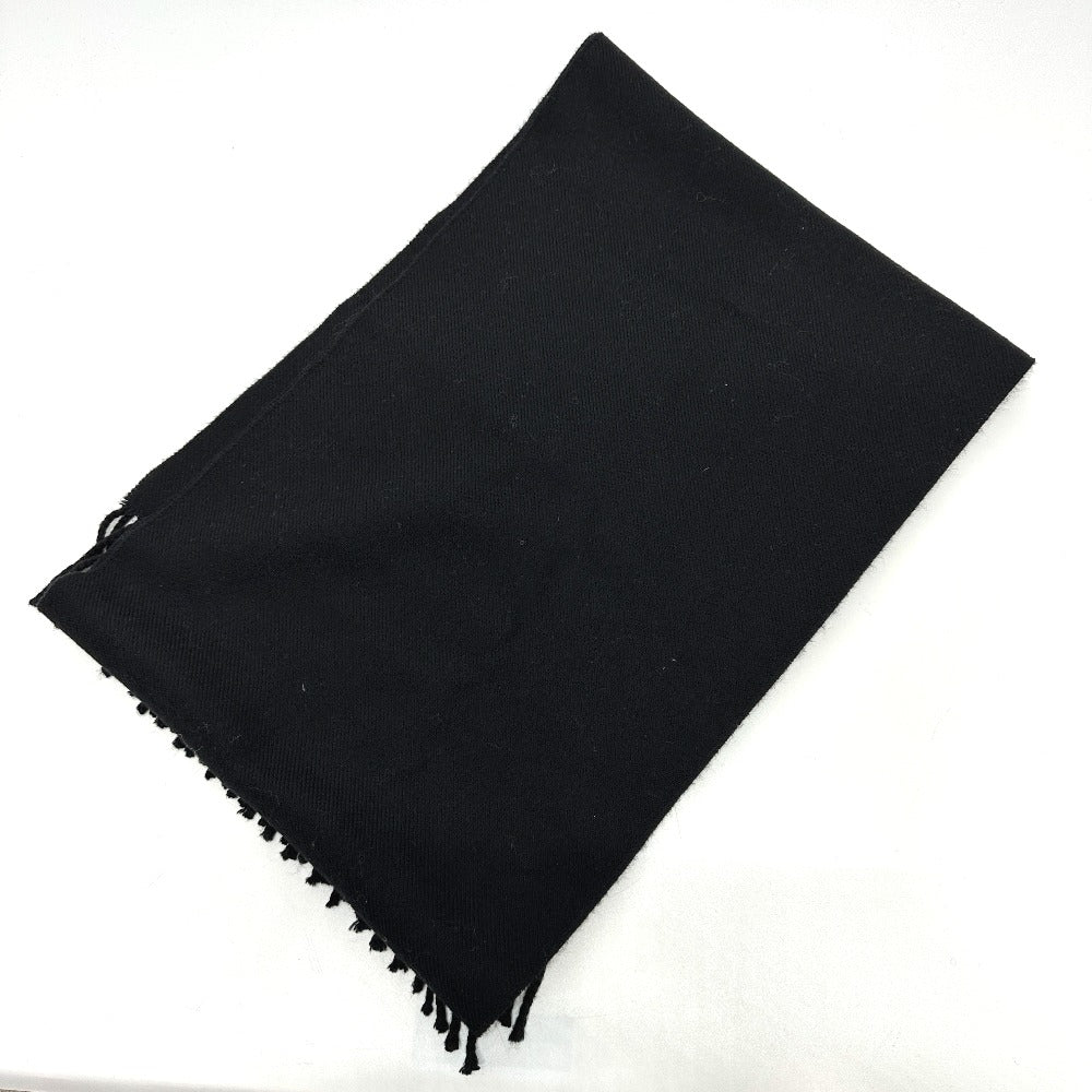 FENDI fringed leopard motif wool scarf for women in black