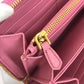 PRADA 1ML506 Logo Saffiano Shine Round Zip Long Wallet in Saffiano Leather, Women's, BEGONIA Pink