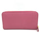 PRADA 1ML506 Logo Saffiano Shine Round Zip Long Wallet in Saffiano Leather, Women's, BEGONIA Pink