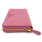 PRADA 1ML506 Logo Saffiano Shine Round Zip Long Wallet in Saffiano Leather, Women's, BEGONIA Pink