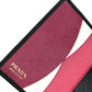 PRADA 1PG004 Logo Multicolor Key Ring 4-Ring Key Case in Saffiano Leather, Women's, Black and Pink