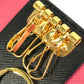 PRADA 1PG004 Logo Multicolor Key Ring 4-Ring Key Case in Saffiano Leather, Women's, Black and Pink