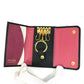 PRADA 1PG004 Logo Multicolor Key Ring 4-Ring Key Case in Saffiano Leather, Women's, Black and Pink