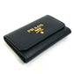 PRADA 1PG004 Logo Multicolor Key Ring 4-Ring Key Case in Saffiano Leather, Women's, Black and Pink