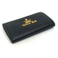 PRADA 1PG004 Logo Multicolor Key Ring 4-Ring Key Case in Saffiano Leather, Women's, Black and Pink