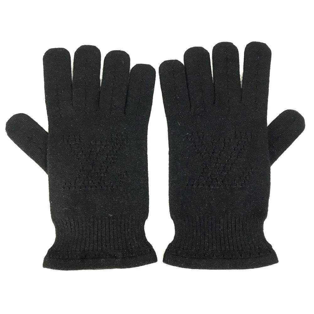 LOUIS VUITTON LV Logo Gloves Cashmere Women's Black