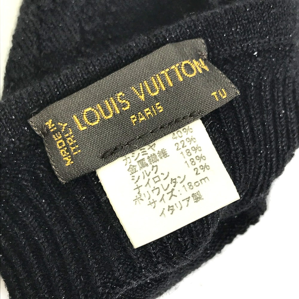 LOUIS VUITTON LV Logo Gloves Cashmere Women's Black