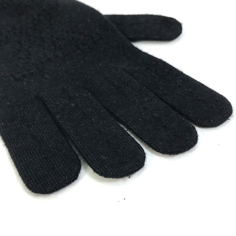 LOUIS VUITTON LV Logo Gloves Cashmere Women's Black