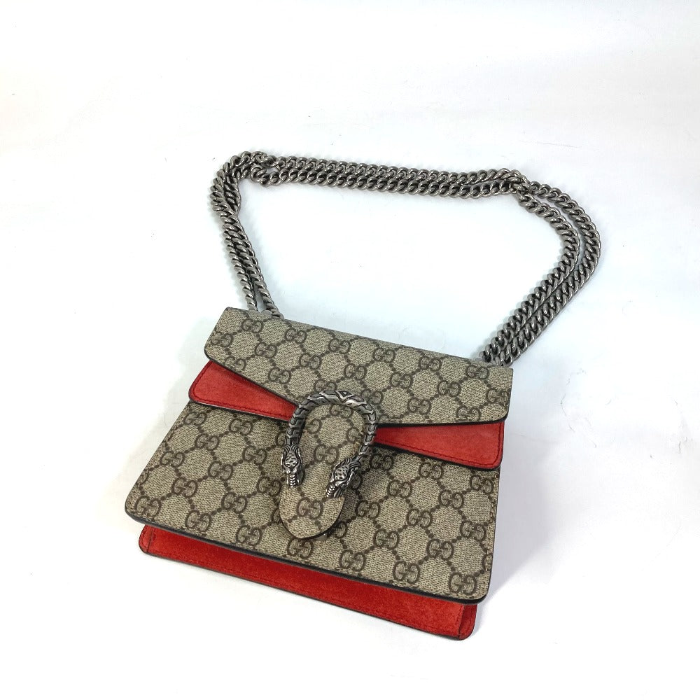 GUCCI 421970 GG Dionysus Double Chain Crossbody Shoulder Bag in GG Supreme Canvas, Beige