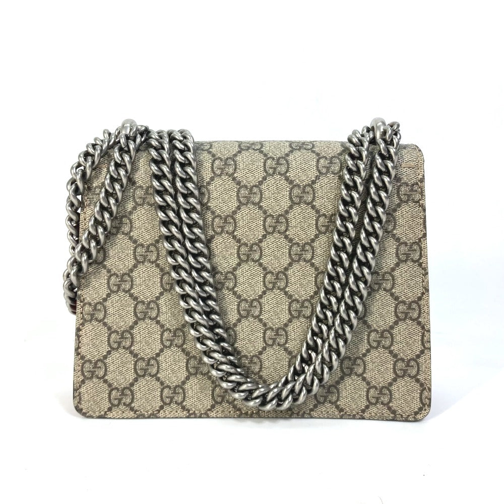 GUCCI 421970 GG Dionysus Double Chain Crossbody Shoulder Bag in GG Supreme Canvas, Beige