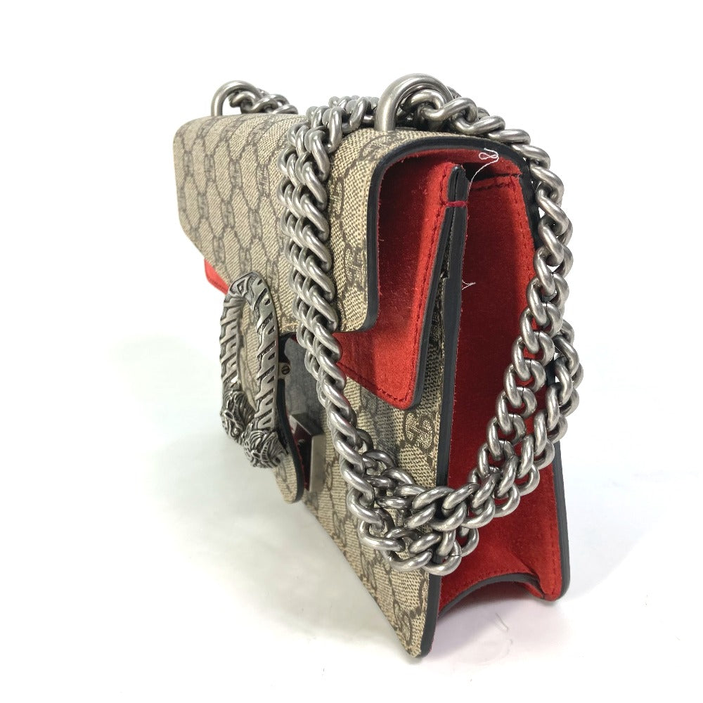 GUCCI 421970 GG Dionysus Double Chain Crossbody Shoulder Bag in GG Supreme Canvas, Beige