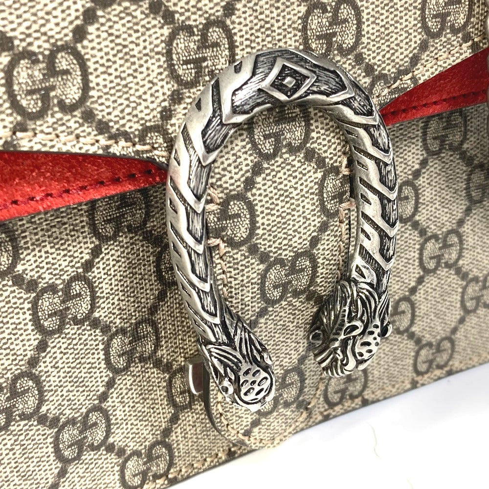 GUCCI 421970 GG Dionysus Double Chain Crossbody Shoulder Bag in GG Supreme Canvas, Beige