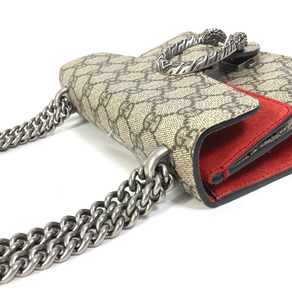 GUCCI 421970 GG Dionysus Double Chain Crossbody Shoulder Bag in GG Supreme Canvas, Beige