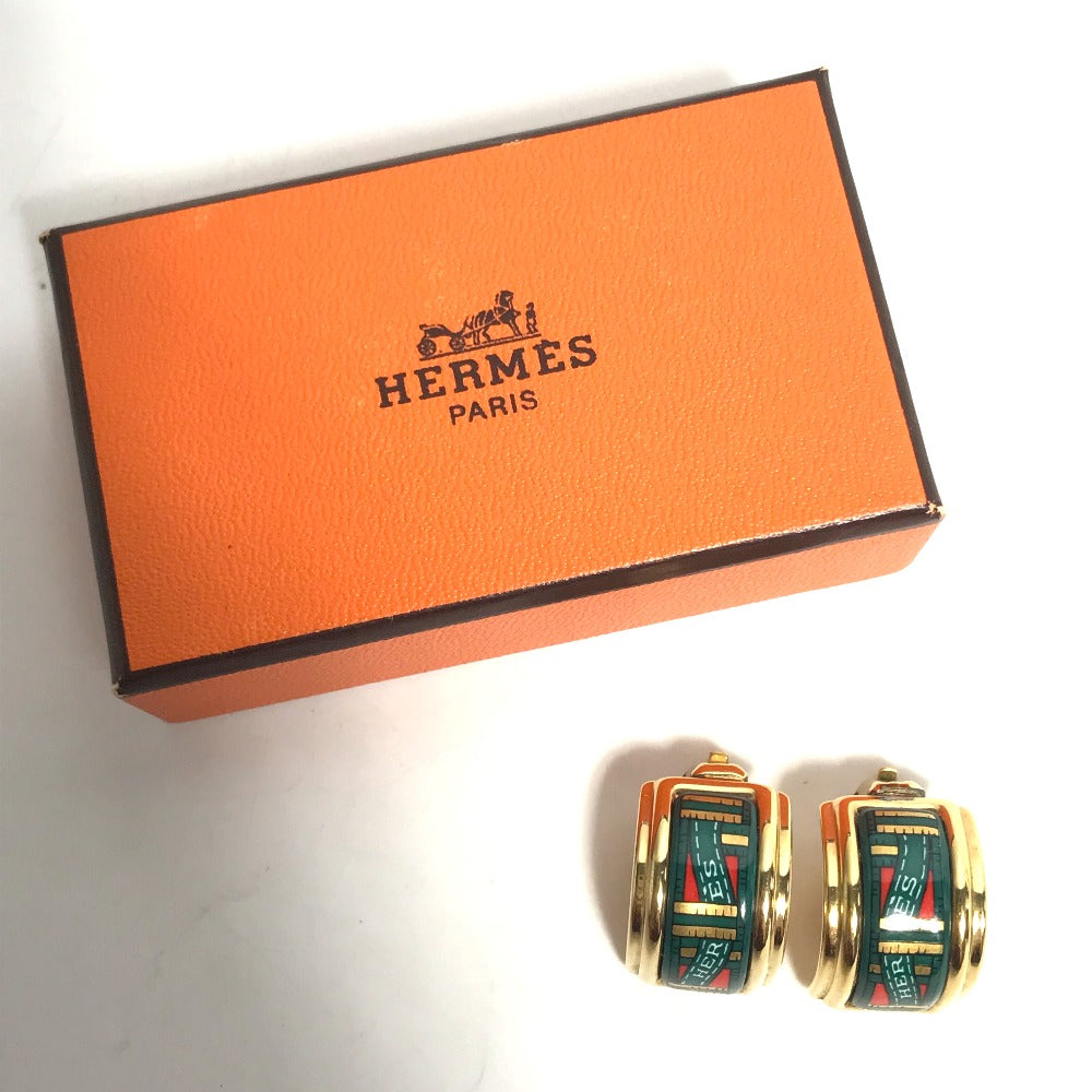 HERMES Accessories, Enamel Earrings, GP, Women's, Green