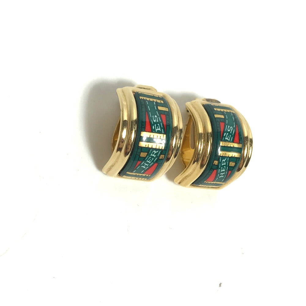 HERMES Accessories, Enamel Earrings, GP, Women's, Green