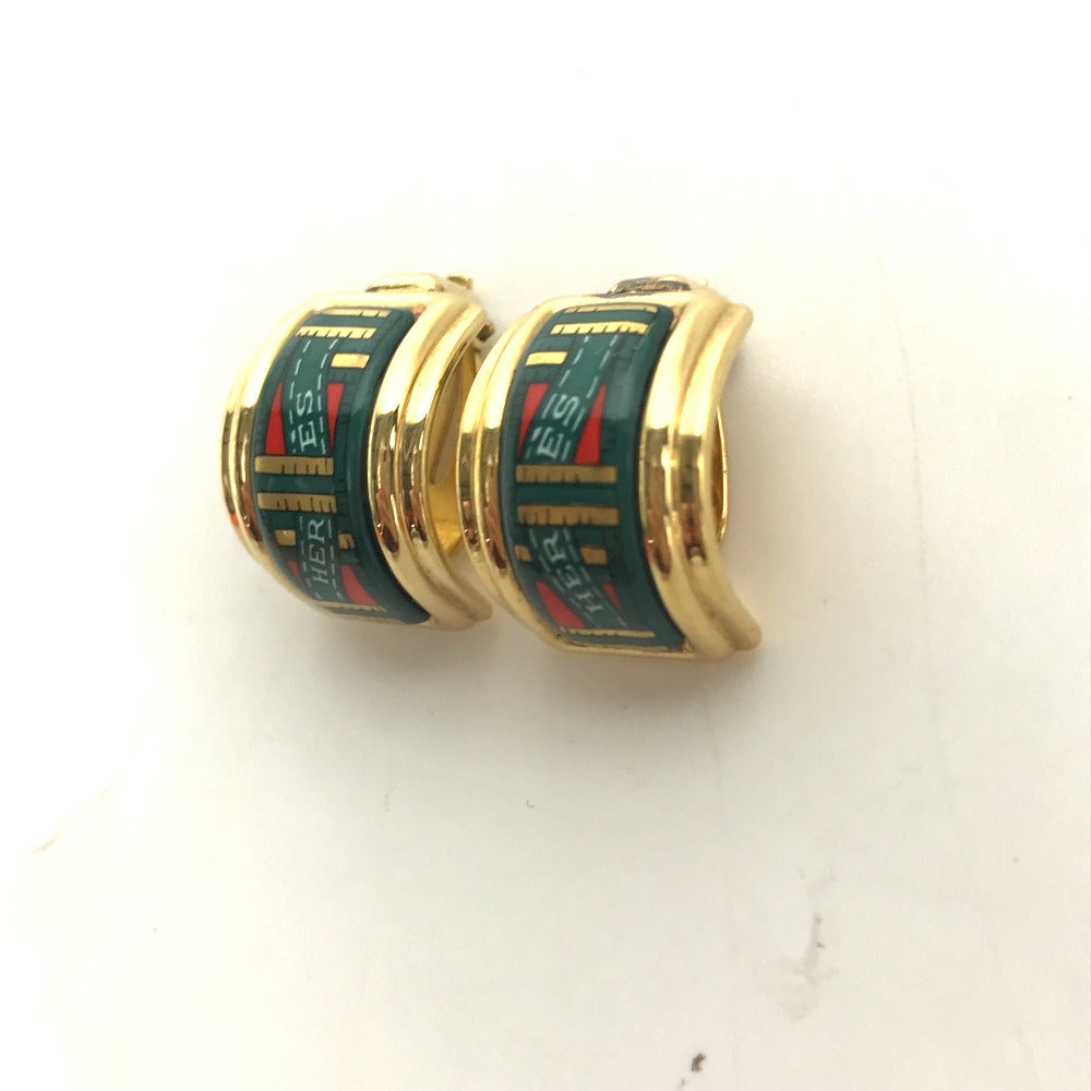 HERMES Accessories, Enamel Earrings, GP, Women's, Green