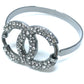 CHANEL Accessories Coco Mark CC Rhinestone 04A Bracelet, Metal, Women's, Silver