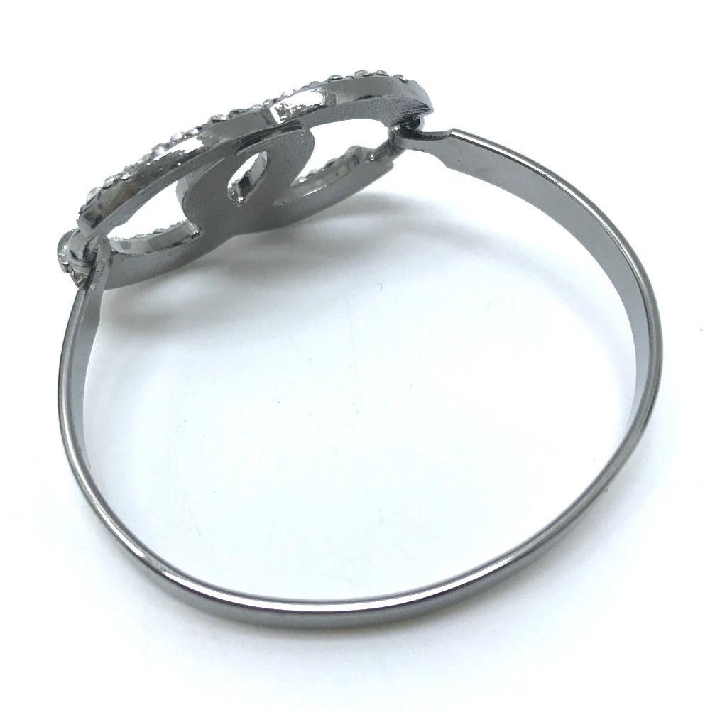 CHANEL Accessories Coco Mark CC Rhinestone 04A Bracelet, Metal, Women's, Silver