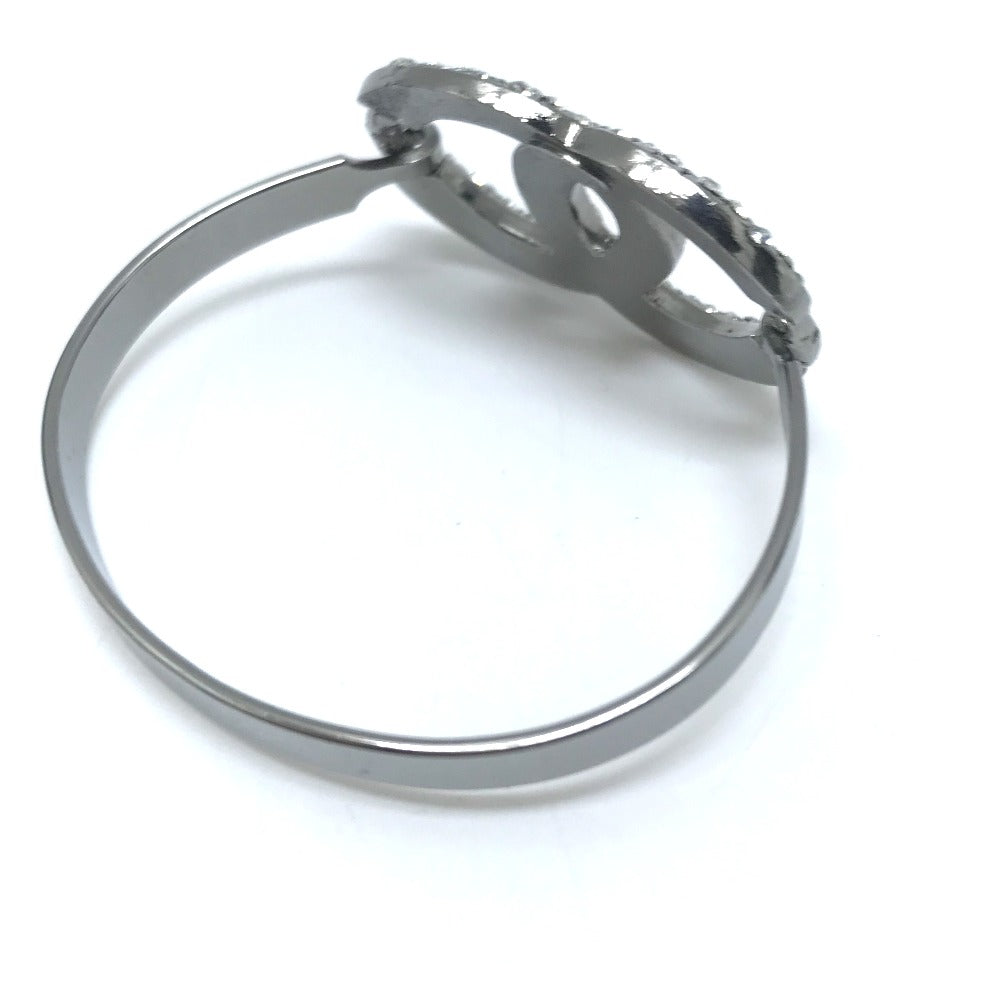 CHANEL Accessories Coco Mark CC Rhinestone 04A Bracelet, Metal, Women's, Silver
