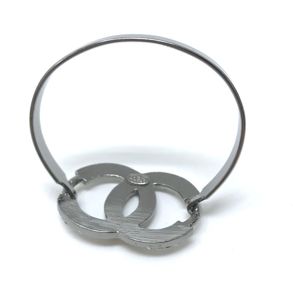 CHANEL Accessories Coco Mark CC Rhinestone 04A Bracelet, Metal, Women's, Silver
