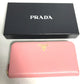 PRADA Logo Long Wallet, Round Zipper, Leather, Women's, Pink