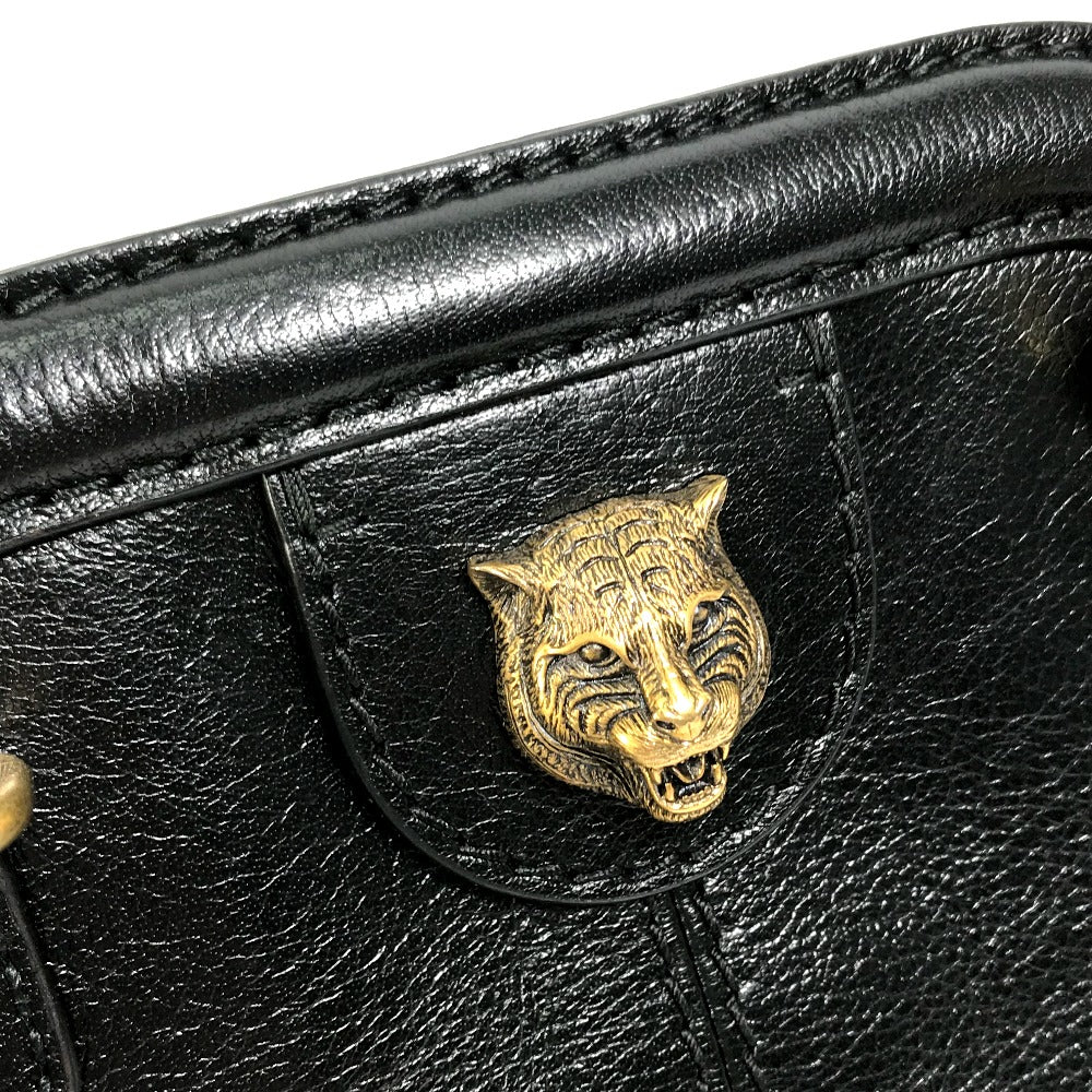GUCCI 524620 GG Marmont Liber Tiger Cat Head Clutch Bag, Crossbody/Shoulder Bag, Leather, Women's, Black
