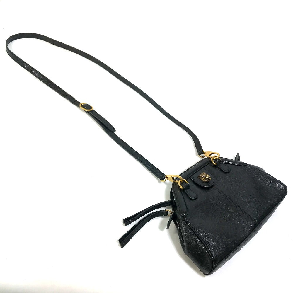 GUCCI 524620 GG Marmont Liber Tiger Cat Head Clutch Bag, Crossbody/Shoulder Bag, Leather, Women's, Black