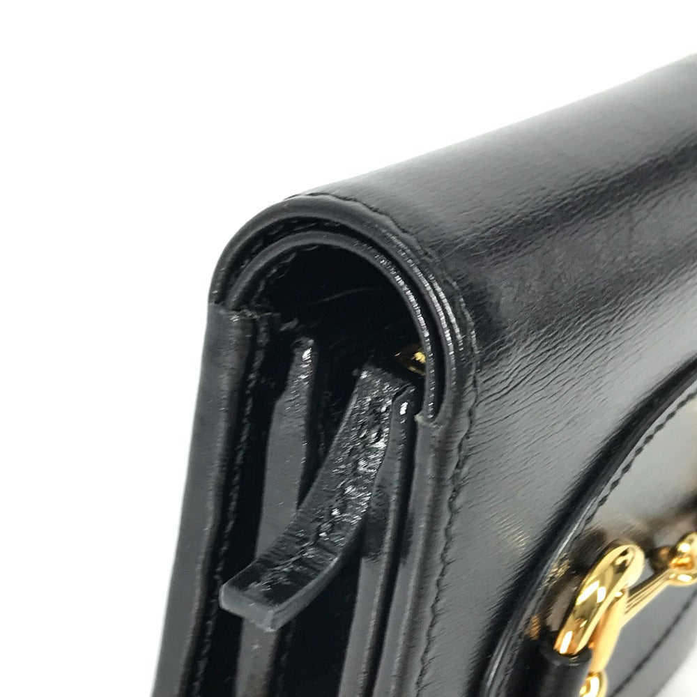 GUCCI 621891 Compact Horsebit Medium Wallet, Bifold Leather, Women's, Black