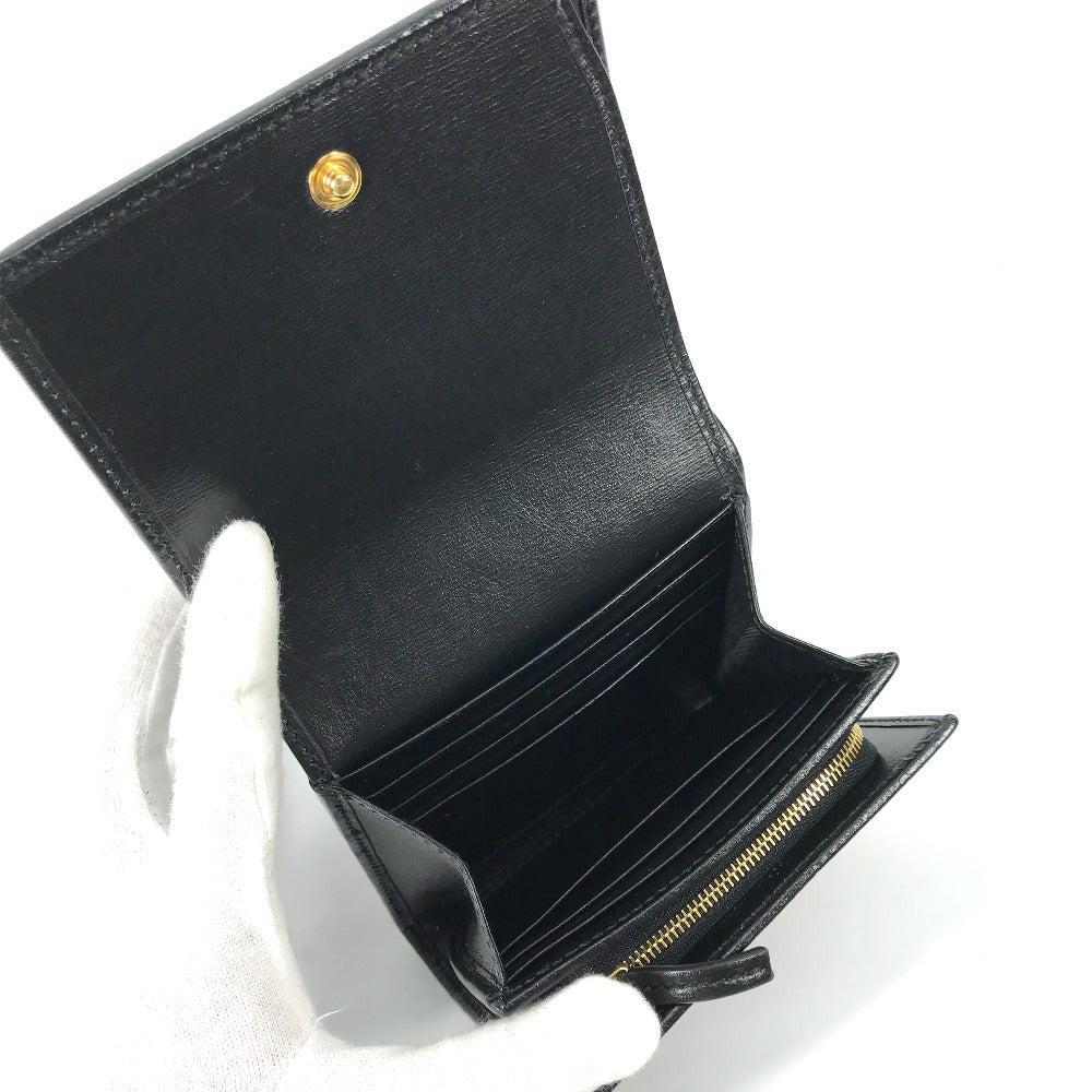 GUCCI 621891 Compact Horsebit Medium Wallet, Bifold Leather, Women's, Black