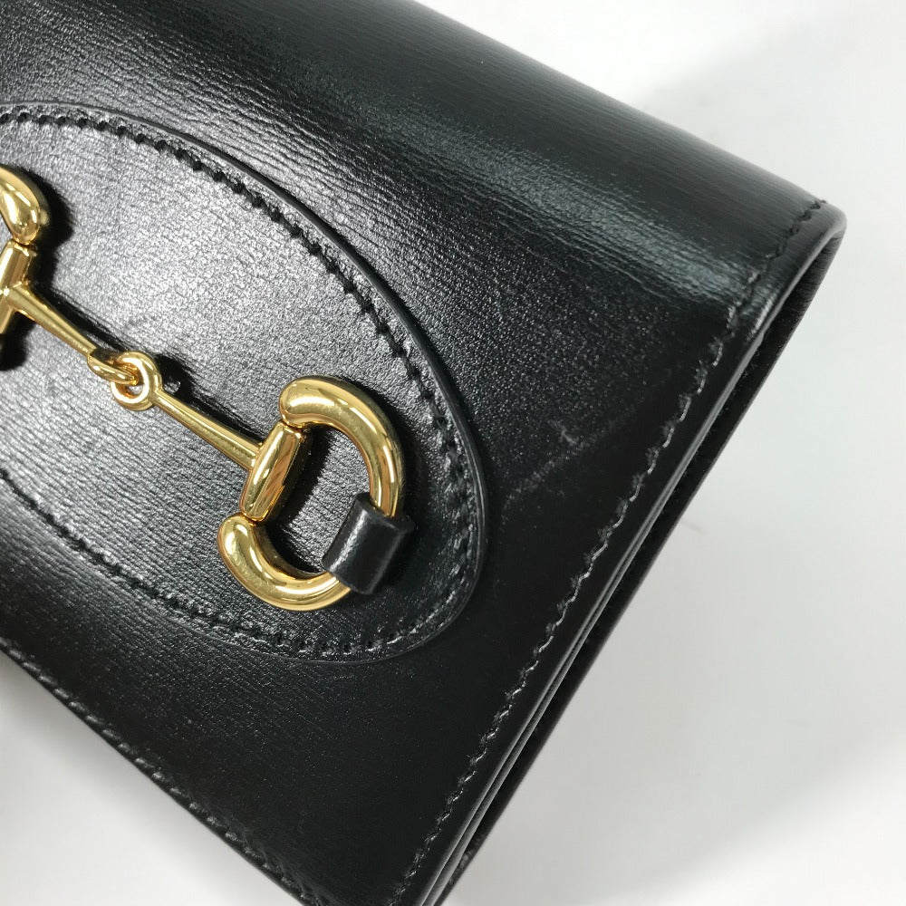GUCCI 621891 Compact Horsebit Medium Wallet, Bifold Leather, Women's, Black