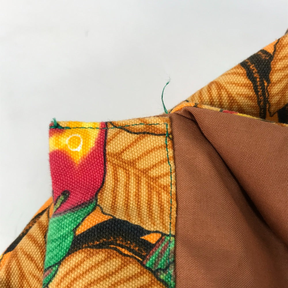 HERMES ラージ ヴィンテージ バードモチーフ 鳥柄 ショルダーバッグ 肩掛け トートバッグ キャンバス レディース オレンジ
