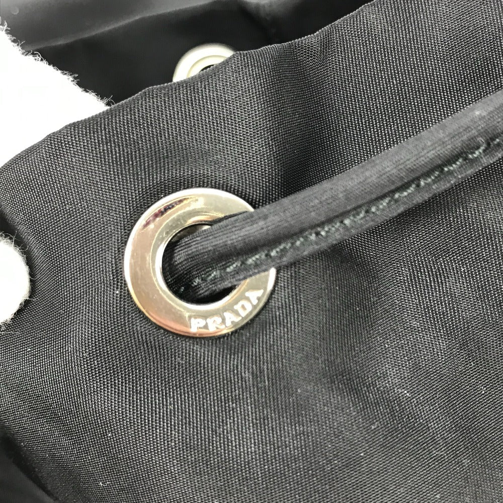 PRADA 1BZ032 ロゴプレート トライアングルロゴ 三角ロゴ プレート バックパック カバン リュックサック ナイロン/レザー レディース ブラック