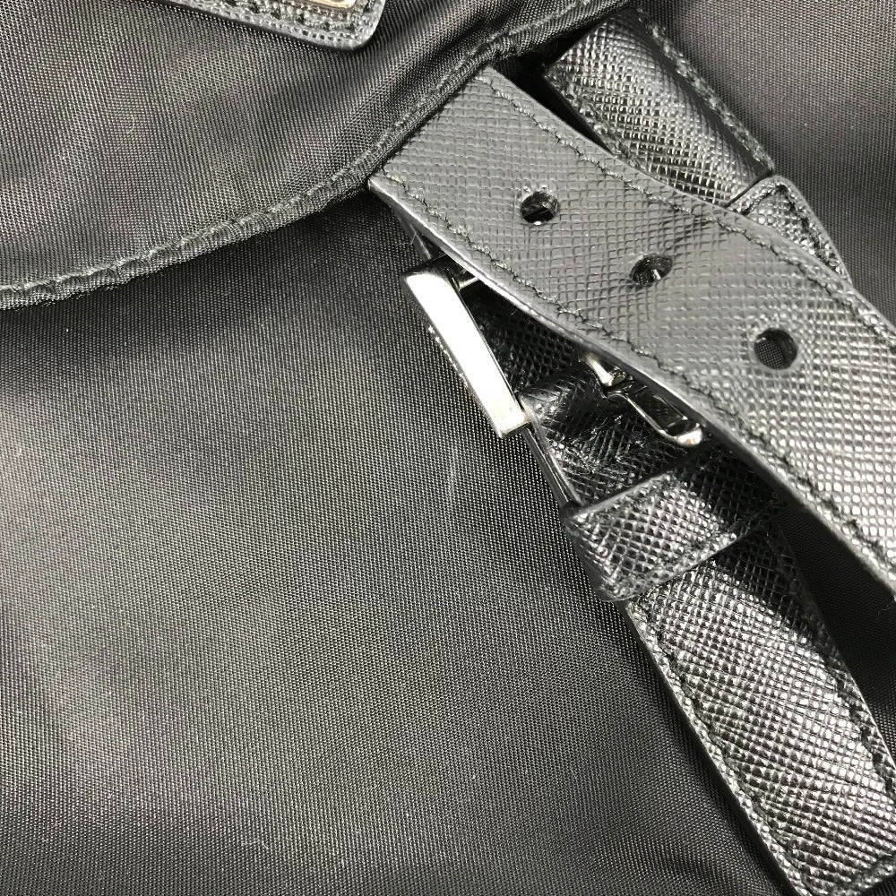 PRADA 1BZ032 ロゴプレート トライアングルロゴ 三角ロゴ プレート バックパック カバン リュックサック ナイロン/レザー レディース ブラック